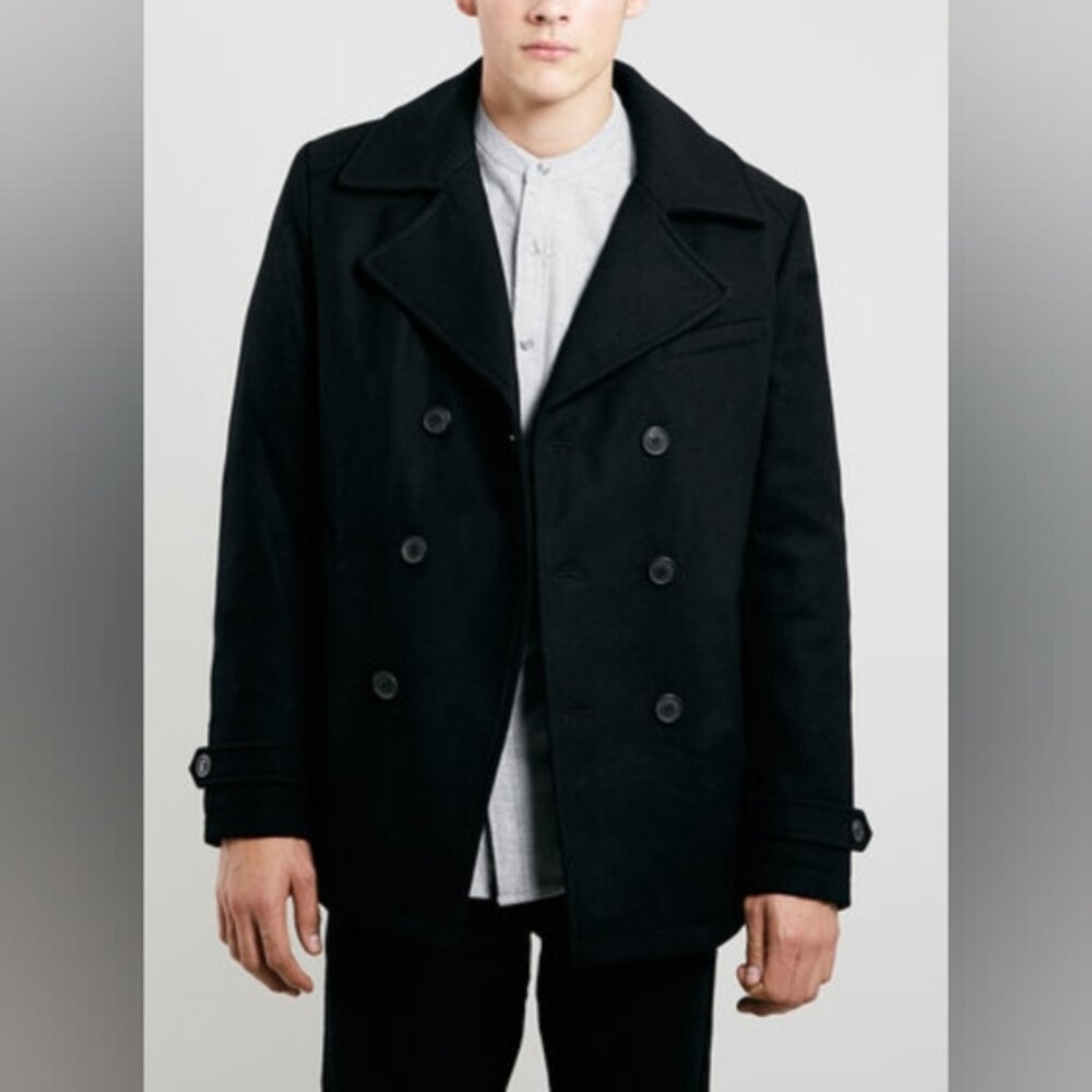 Topman Old Money Preppy Double Breasted British Peacoat L